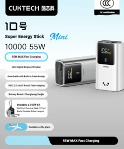 CUKTECH 10,000mAh Fast Charging Portable Power Bank – Compact Mini Battery