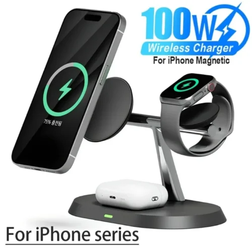 Phone Wireless Charger Desktop 3 IN 1 Magnetic For Magsafe iPhone 16 15 14 13 12 Samsung Apple/Galaxy Watch Fast Charging Dock