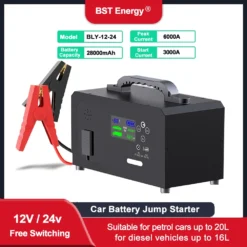 Portable Car Jump Starter Power Bank 28000mAh for 12V and 24V Vehicles