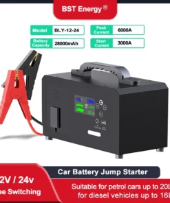 6000A Car Jump Starter Power Bank 28000mAh Car Starter Charger 12V 24V Portable Emergency Booster For Petrol Diesel Car Trucks