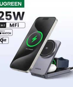 UGREEN 3-in-1 MFi 15W MAX Magnetic Wireless Charger Qi2 Charging Stand For iPhone 16 17 Pro Max For MagSafe Fast Charger