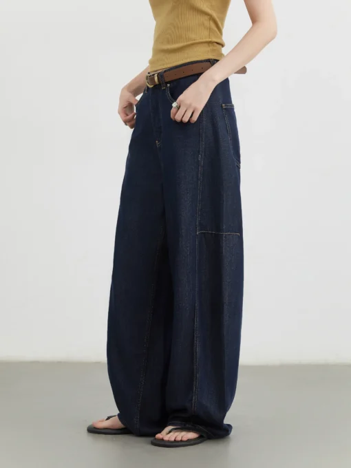 Wide Leg Denim Pants with High Waist Design for Women - Image 3