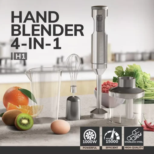 Stainless Steel Immersion Blender with 1000W Power, 700ml Beaker and 500ml Processor - Image 7