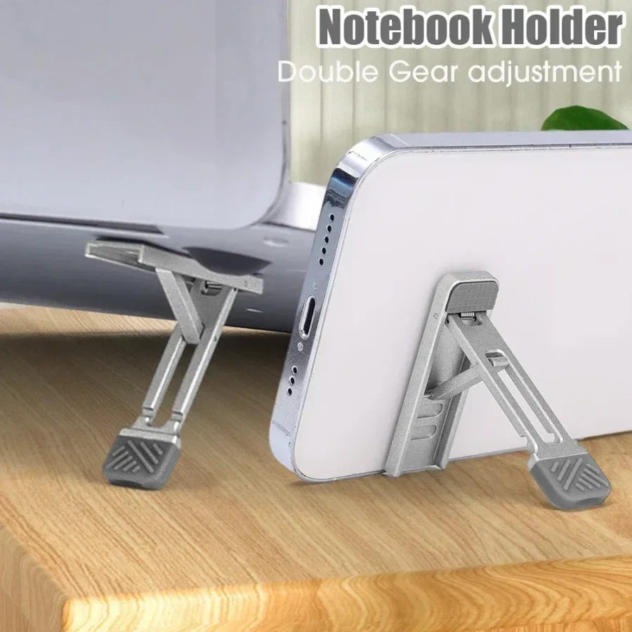 Aluminum Mini Laptop Stand with Adjustable Height for MacBook and Smartphones - Image 2