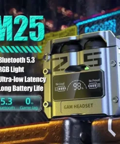 M25 Bluetooth 5.3 TWS Wireless Earbuds with LED Display and Noise Reduction