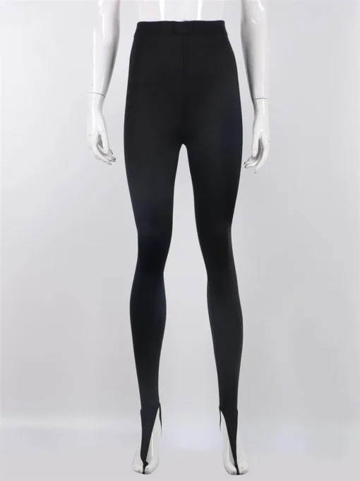 High-Waisted Skinny Pants with Glitter Detail for Women in Black - Image 6