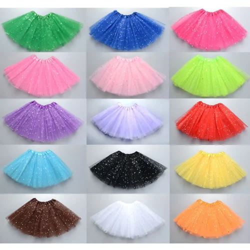 Tutu Skirt for Girls - 3-Layer Sequin Glitter Tulle Pettiskirt (Ages 2-8)