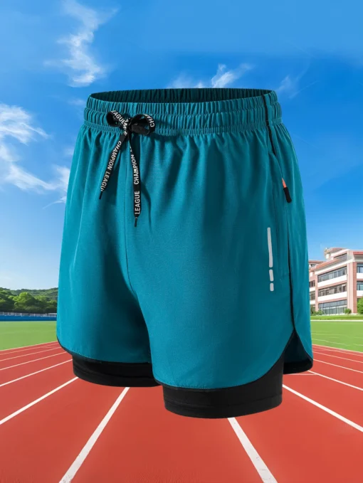 2 in 1 Sports Shorts with Quick Dry Feature for Men's Gym and Running Workouts - Image 5