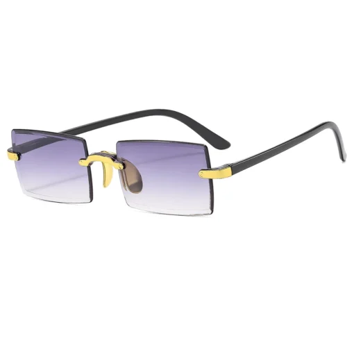 Frameless Sunglasses with Gradient Colour and Cut Edge Design for Ladies - Image 5