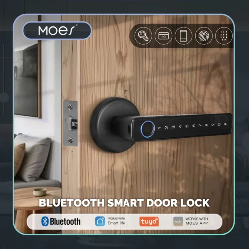 MOES Bluetooth Smart Fingerprint Door Lock with Remote Access - Ideal for Hotels, Apartments, and Offices