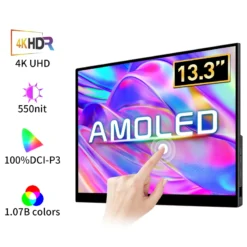 Portable 4K OLED Touch Screen Monitor with Type-C and HDMI for Mobile and Gaming