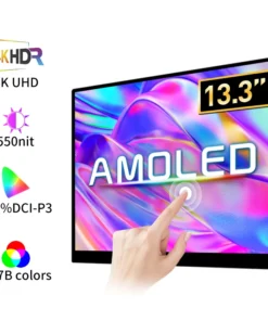 13.3" 4K OLED Touch Screen Portable Monitor with Type-C and HDMI for Mobile and Gaming