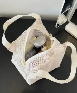 Alternative view of Large Capacity Mesh Travel Toiletry and Makeup Bag with Handle