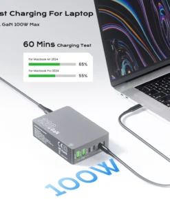 Alternative view of 220W GaN Desktop Charger 6-Ports PD 100W USB Type C QC 3.0 Fast Charging Station for IPhone 16 Pro Tablet Macbook Samsung Laptop