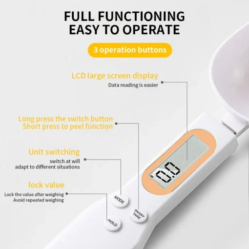 Mini Spoon Scale Digital Kitchen Scale with LCD Display for Measuring Food Weight up to 500g - Image 5