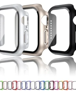 Tempered Glass+Case For Apple Watch 38mm 40mm 41mm 42mm 44mm 45mm 46mm Screen Protector Protective Cover iWatch 10 8 7 9 6 SE 5