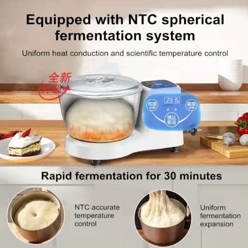 Vertical Stand Mixer with 5L Stainless Steel Bowl and 500W Power for Home Bakers - Image 6