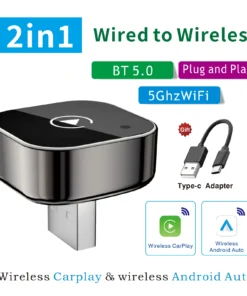 Wireless CarPlay Adapter for iPhone -Mini Plug & Play Auto Connect, 5GHz WiFi Low Latency, iOS 10+ Compatible with Wired CarPlay