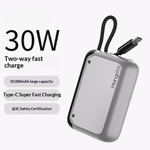 10000mAh Portable Power Bank with 30W Fast Charging and Digital Display