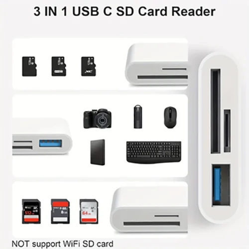 Alternative view of USB C To SD/TF Memory Card Reader, 3-in-1 USB C Card Read Compatible With iPhone 15 Pro iPad Mac MacBook Laptop Android,PC & Acc