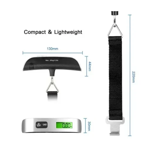 Portable Handheld Digital Luggage Scale - 110lb/50kg Capacity with LCD Display for Travelers - Image 2