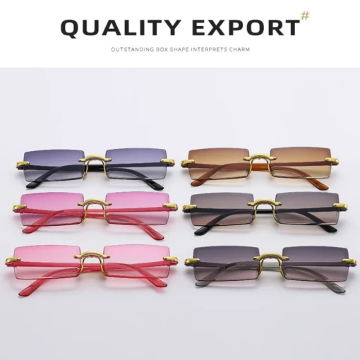Frameless Sunglasses with Gradient Colour and Cut Edge Design for Ladies - Image 2