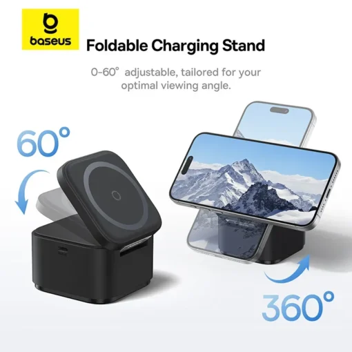 Magnetic Wireless Charger Stand with 25W Fast Charging for iPhone and AirPods - Image 6