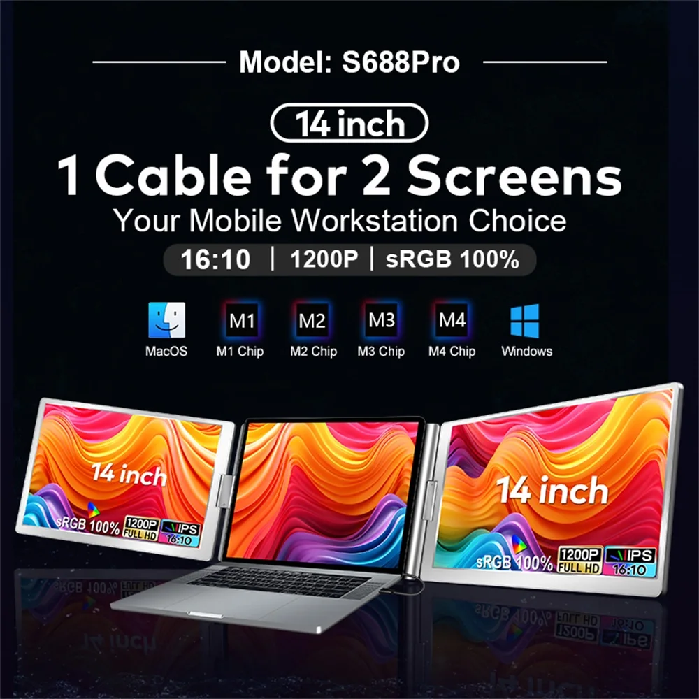 FHD Dual-Screen Portable Office Monitor - Compatible with All PCs