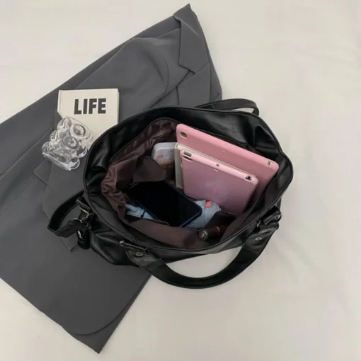 Large Capacity Casual Tote Bag with Soft Leather for Women - Image 6