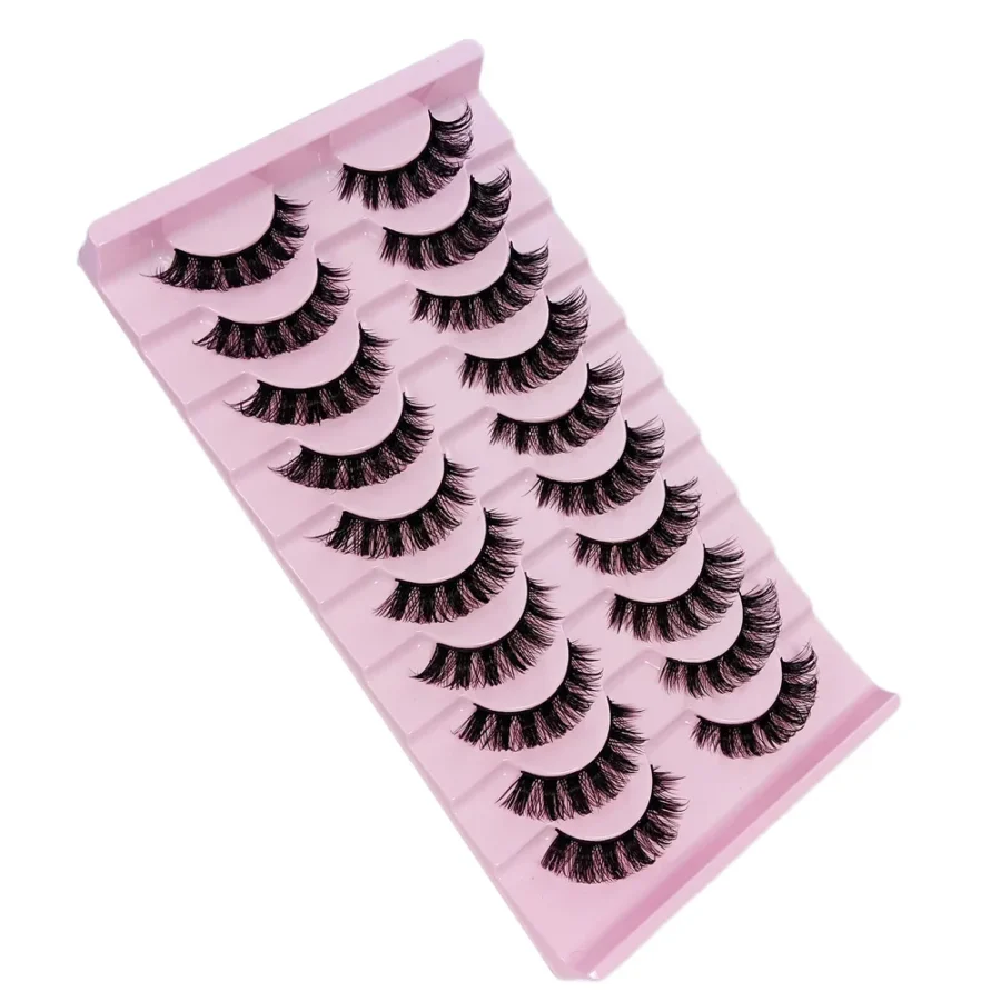 10 Pairs DD Curl Russian Strip Lashes Fluffy Volume False Eyelashes DD Curl Dramatic Messy Faux Mink Fake Lashes Make Up - Image 5