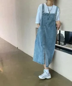 Alternative view of Spring Summer Denim Overall Dress Women Sleeveless Jeans Dresses Fashion Female Solid Slip Casual Loose Spaghetti Strap Dresses