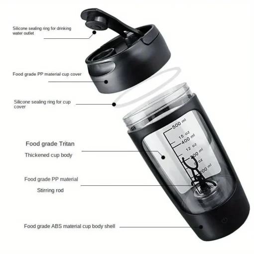 Electric Protein Powder Shaker Bottle with Automatic Mixing Function for Gym Enthusiasts and Outdoor Activities - Image 3