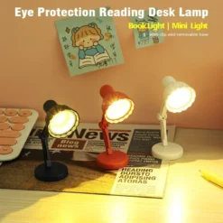 Mini Book Light with Clip, Foldable LED Table Lamp for Night Reading and Travel