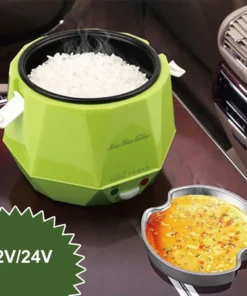 Portable 1.6L Car Rice Cooker - Multi-Function Electric Lunch Box with Automatic Keep Warm Function (12V/24V)