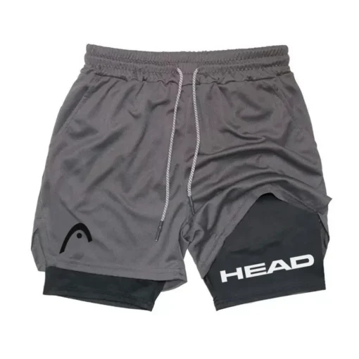2 in 1 Sports Running Shorts with Quick Dry Feature for Men Fitness Gym Training - Image 2