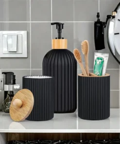 Alternative view of Bathroom Countertop Container Hand Soap Dispenser Cotton Ball Storage Box Toothbrush Holder Home Decoration Organizer