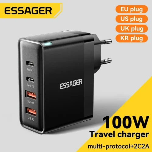 Essager 100W GaN USB-C Fast Charger for iPhone, Xiaomi, and MacBook