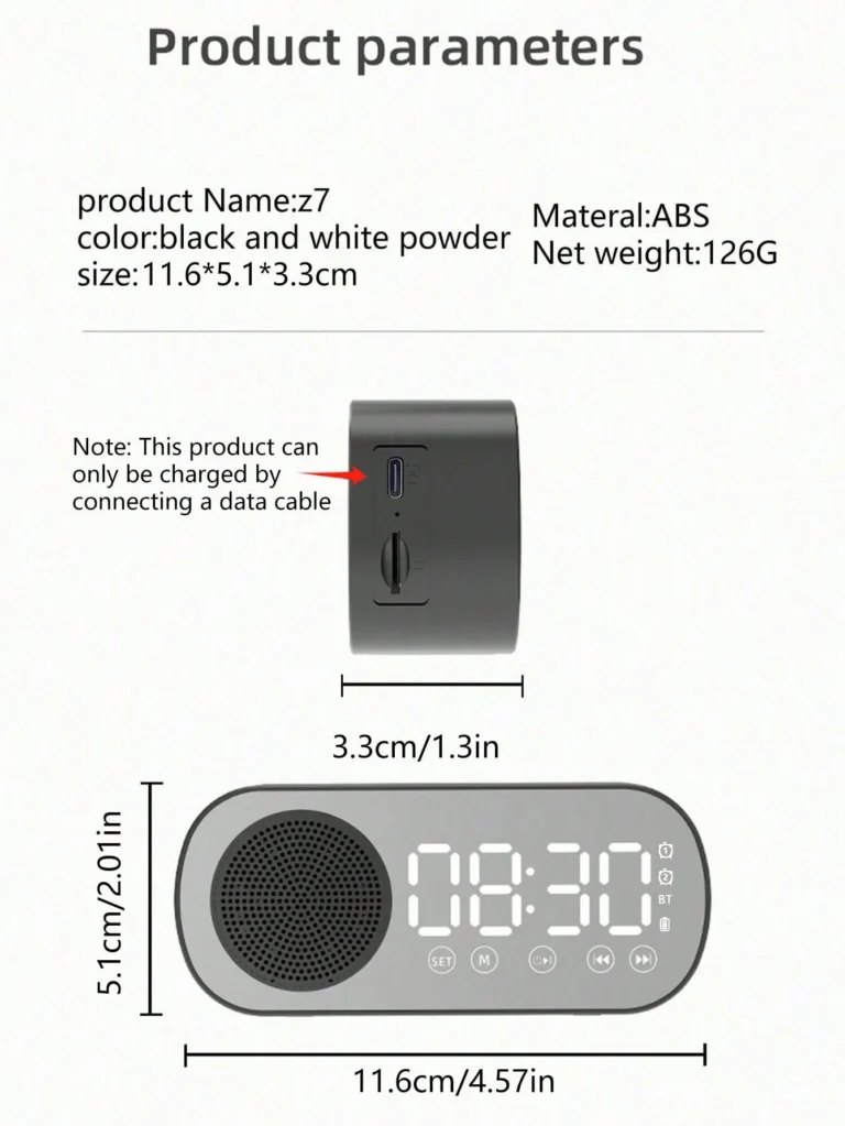 Bluetooth Speaker with Alarm Clock and Subwoofer - Mini Multi-functional Device - Image 6