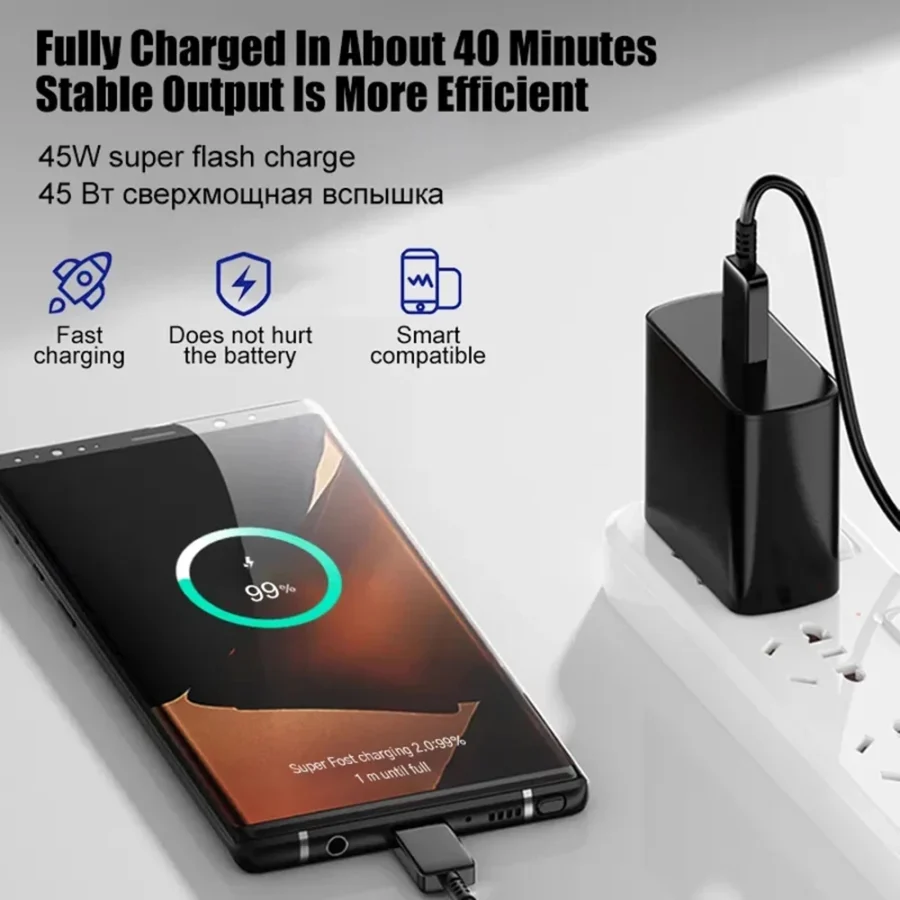45W Fast Charging Wall Adapter - USB-C for Mobile Phones - Image 2