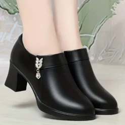 Women's Platform Shoes with Soft Leather and Block Heels for Office and Casual Wear