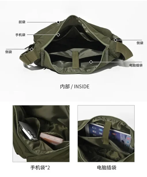 Casual Multi-pocket Nylon Messenger Bag with Large Storage for Women - Image 6