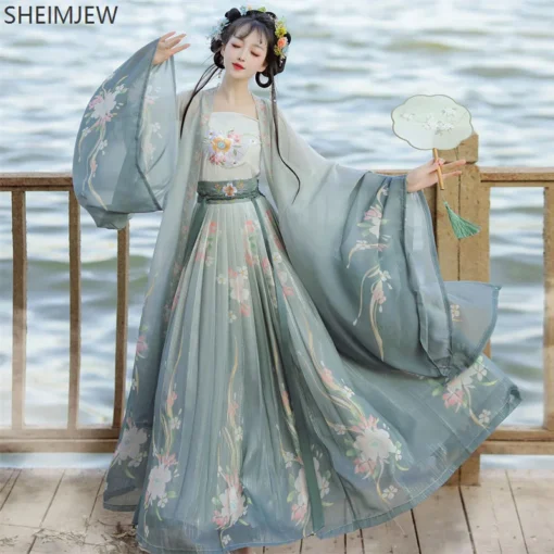 Traditional Chinese Dance Costume - Song Dynasty Embroidery Gradient Hanfu Dress for Women - Image 3