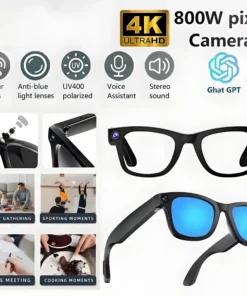 2026 4K Smart AI Glasses 800W pixel AI Shooting Camera HD Photo Video Voice Call Translation Waterproof Bluetooth AI Glasses