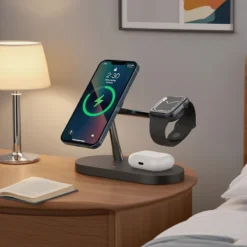 Alternative view of 3-in-1 Wireless Charger Stand with Fast Charging for iPhone, Apple Watch, and AirPods