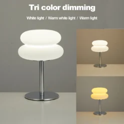 Creamy Tri-Color Dimming Table Lamp with USB Plug for Bedroom and Living Room