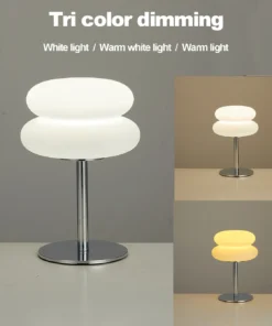 Bedroom bedside lamp creamy style table lamp USB plug tri color dimming living room study atmosphere light