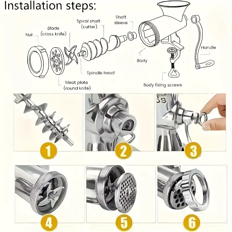Heavy Duty Manual Kitchen Meat Mincer and Noodle Grinder - Image 6