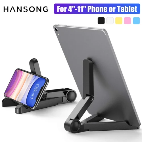 Portable Foldable iPad Stand for 4"-11" Tablets and Phones - Plastic Desktop Holder for Xiaomi, Samsung, and Huawei