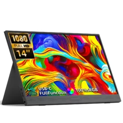 14-Inch Portable Monitor with 1920x1080 Resolution at 60Hz for Laptops and Consoles