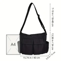 Alternative view of Canvas Messenger Bag with Large Capacity for Women - Casual Shoulder Handbag